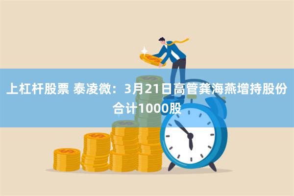 上杠杆股票 泰凌微：3月21日高管龚海燕增持股份合计1000股